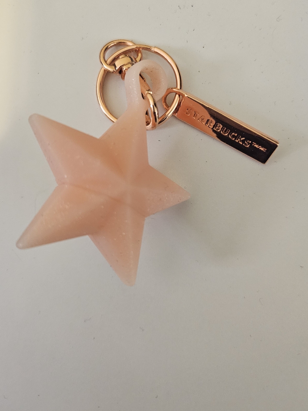 Starbucks Pink Star Key Charm with Rose Gold Tag 2023 Drink Stopper